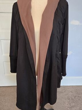 Earthbound Trading Co Black Layered Hooded Utility Jacket Open Lagenlook Small